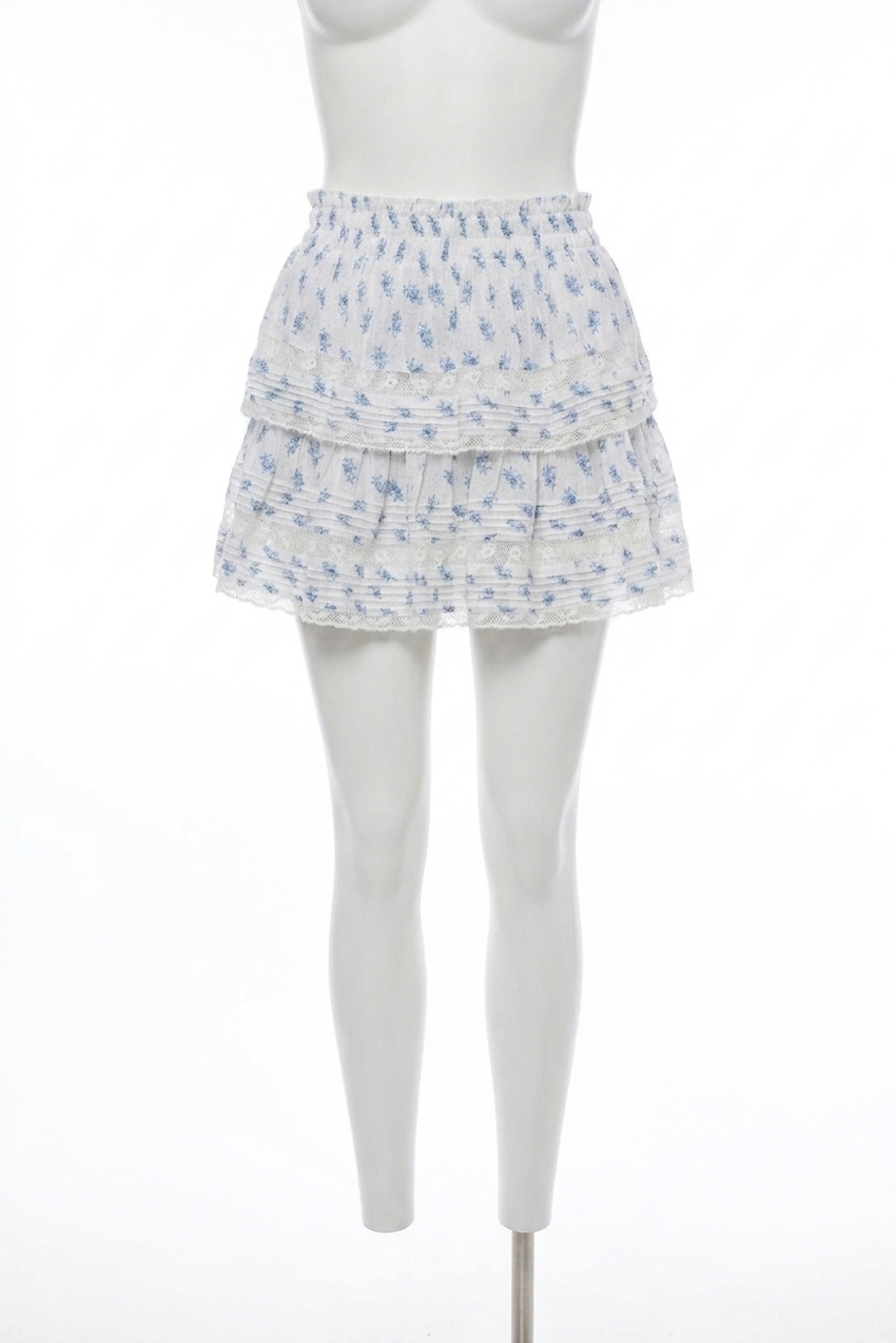 NEW LOVESHACKFANCY ruffle mini skirt in indigo cloud